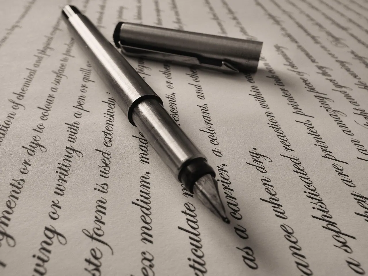 pen, fountain pen, writing, fountain, ink, write, paper, business, white, signature, sign, office, black, gold, document, letter, handwriting, macro, calligraphy, note, text, nib, 