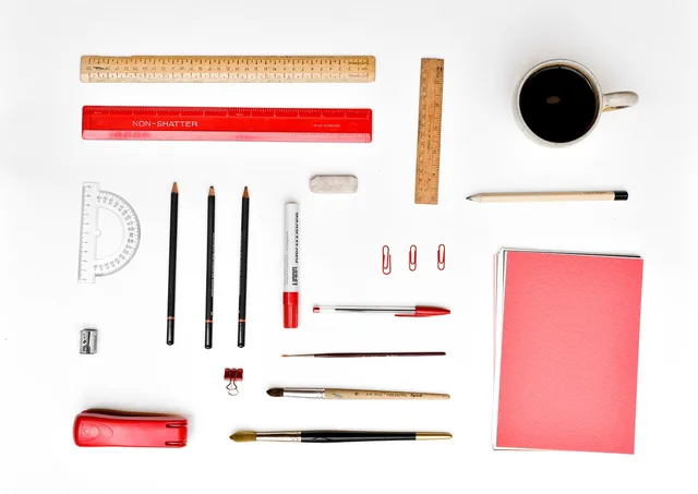 desk, stationery, organized, office, paper, pencil, felt tip, rulers, stapler, coffee cup, sharpener, paint brush, coffee, cup, clips, rubber, work. Stationery collections: what to own before the paper arrives