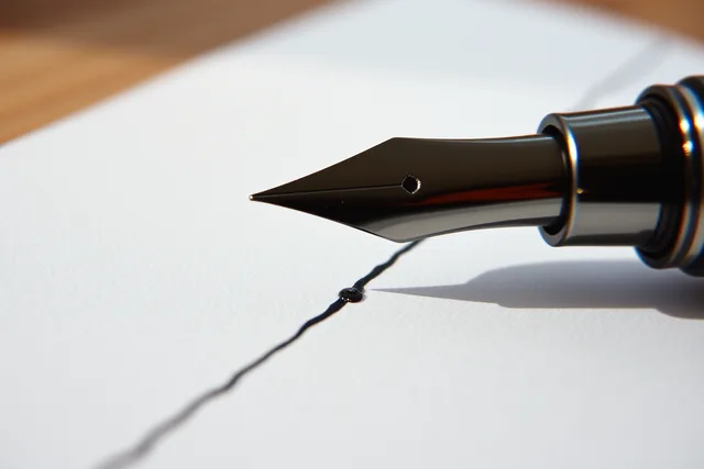 Fountain pen nib writing on curling paper in dry prairie air. Calgary and Edmonton compared on dry prairie air, ink behaviour and paper curl