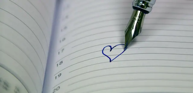 a book, calendar, notebook, write, write down, diary, writing tool, organizer, ink pen, fountain pen, heart, love, meeting, personal, calendar, calendar, calendar, calendar, calend