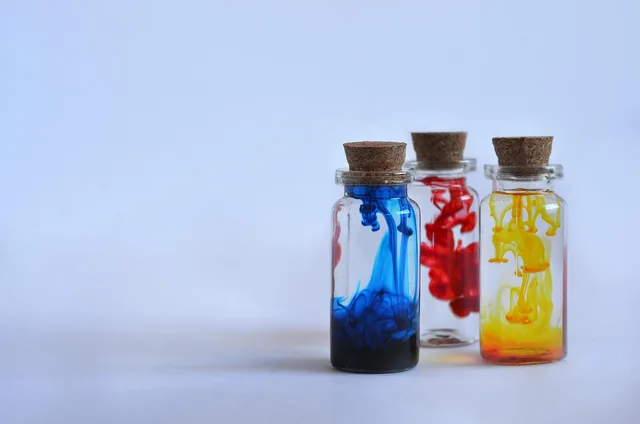 bottles, potions, ink, dye, magic, bottle, colour, little bottles, water effect, swirls of dye, droplets, elixir, mystical, flask, toxic, witchcraft, cork, vial, chemistry, liquid, glass, poison, potion, blue glass, blue bottle, blue glasses, blue chemistry, blue magic, elixir, toxic, chemistry, chemistry, chemistry, chemistry, chemistry, poison, poison, potion, potion. How ink makers and conservators test ink: two very different goals