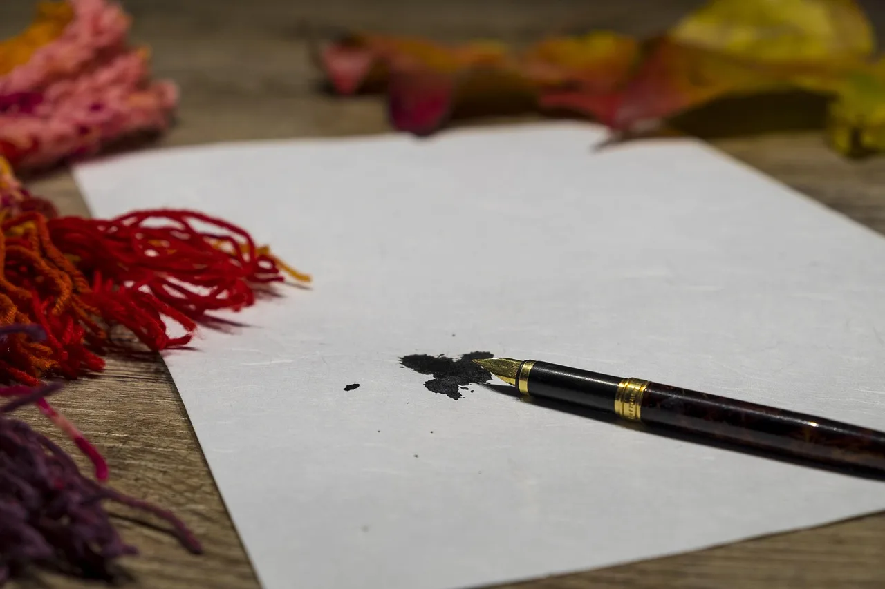 ink pen, writing implement, write, writing utensil, fountain pen, paper, letter, communication, communicate, contact. Stationery collections materials: paper and ink