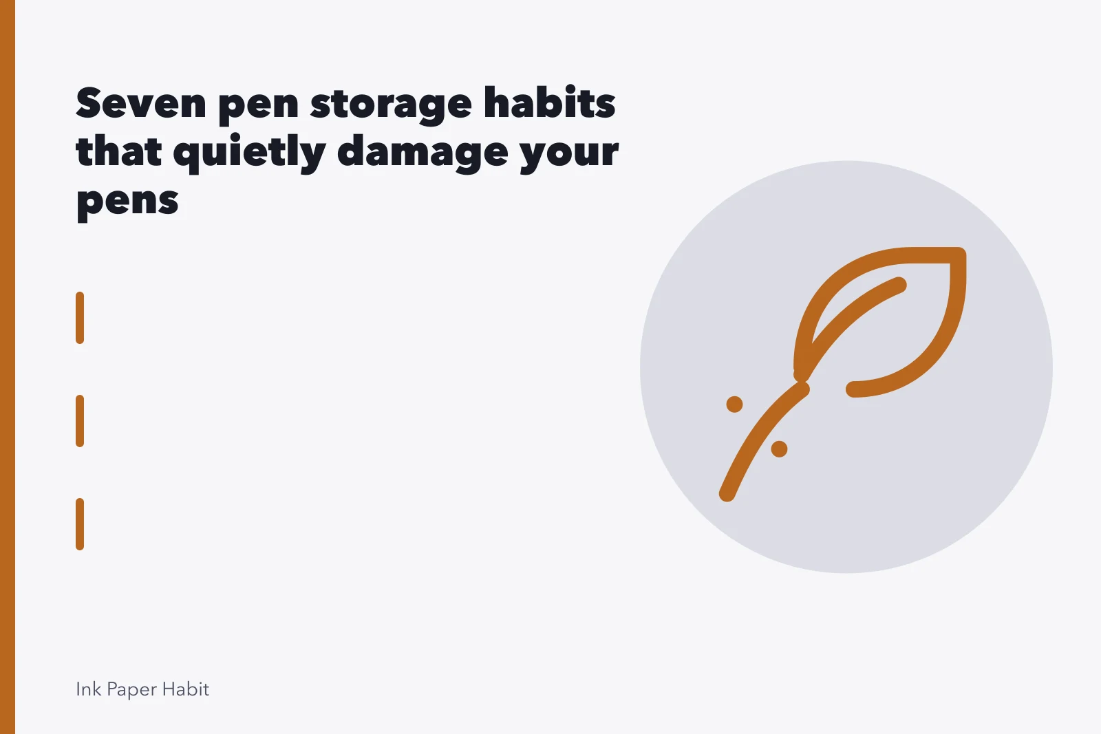 Silica gel desiccant sachet beside a fountain pen in a wooden storage drawer. Seven pen storage habits that quietly damage your pens