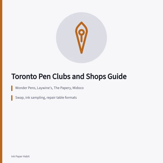 Toronto pen clubs, stationery shops, and left-handed ink picks guide. How Toronto pen clubs, paper shops and the left-handed writer scene shape a local setup